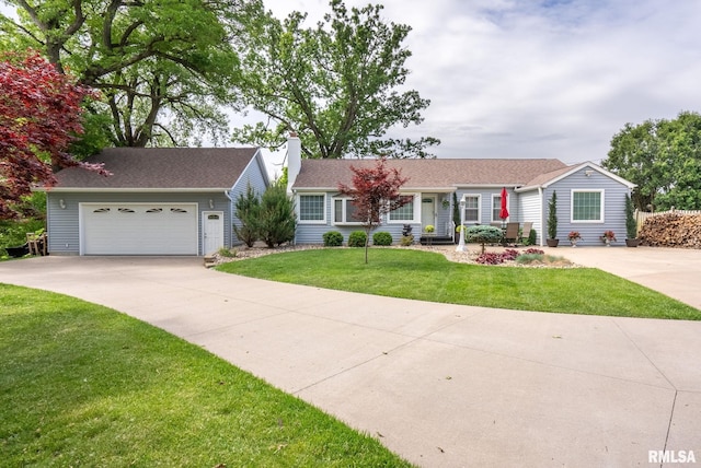 1872 19th Ave, Moline, IL 61265 - single story home with a chimney, a garage, and a front yard