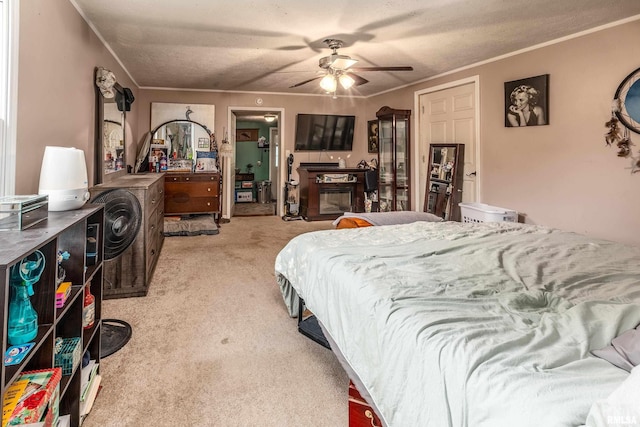 1013 Kirkpatrick St, Benton, IL 62812 - bedroom featuring light carpet, crown molding, and a ceiling fan