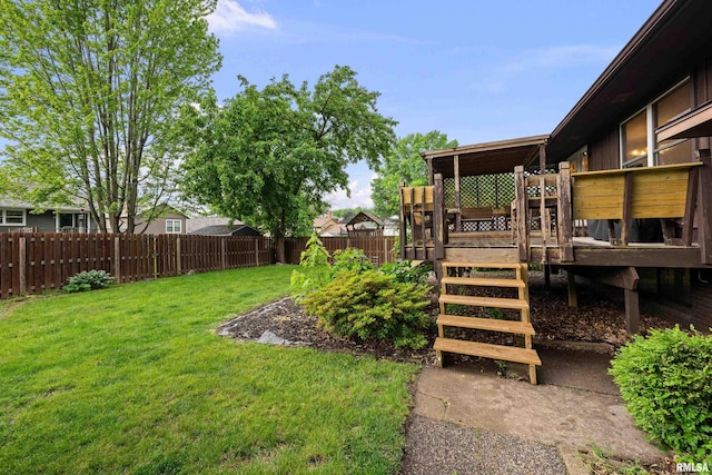 5721 Taylor St, Davenport, IA 52806 - view of yard with a wooden deck