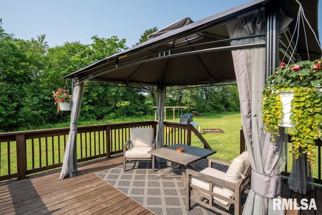 11271 W Center Rd, Mulkeytown, IL 62865 - wooden deck with a gazebo and a yard