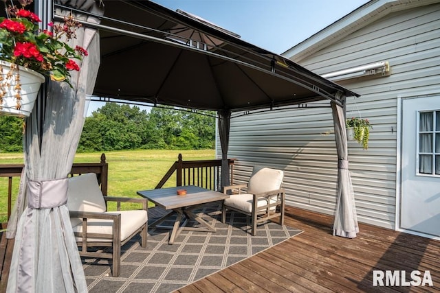 11271 W Center Rd, Mulkeytown, IL 62865 - wooden terrace with a gazebo and a yard