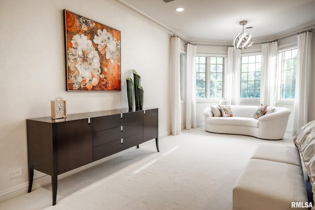 2 Hickory Ct, Rock Island, IL 61201 - carpeted living room featuring baseboards and recessed lighting