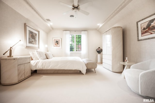 2 Hickory Ct, Rock Island, IL 61201 - bedroom featuring crown molding, light colored carpet, and a ceiling fan