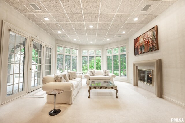 2 Hickory Ct, Rock Island, IL 61201 - carpeted living area featuring recessed lighting and a high end fireplace