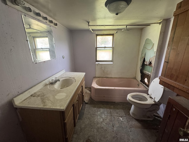 619 Green River St, Colona, IL 61241 - full bathroom with toilet, a bathtub, vanity, and plenty of natural light
