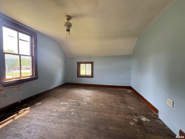 619 Green River St, Colona, IL 61241 - additional living space featuring vaulted ceiling, hardwood / wood-style floors, and baseboards