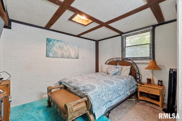 3110 N Pine St, Davenport, IA 52806 - bedroom featuring carpet, brick wall, and a textured ceiling