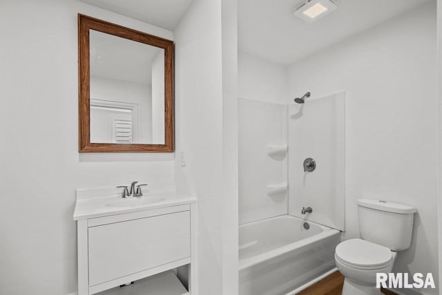 2025 W 3rd St, Davenport, IA 52802 - bathroom featuring vanity,  shower combination, toilet, and wood finished floors