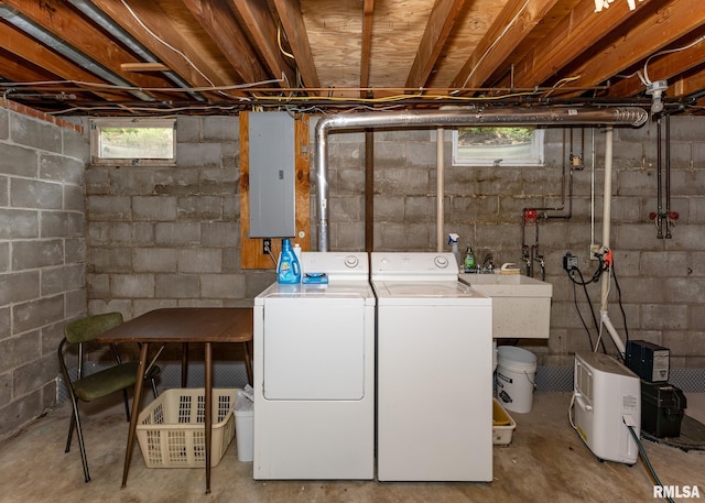 1523 7th St, Orion, IL 61273 - washroom featuring electric panel and washer and clothes dryer