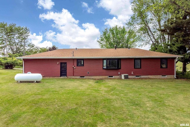 803 Locust St, Princeton, IA 52768 - back of property with a lawn and central AC