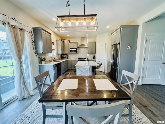 11401 N Joseph St, Dunlap, IL 61525 - dining space featuring dark wood finished floors and recessed lighting