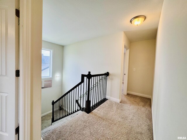 11401 N Joseph St, Dunlap, IL 61525 - hallway with an upstairs landing and carpet flooring