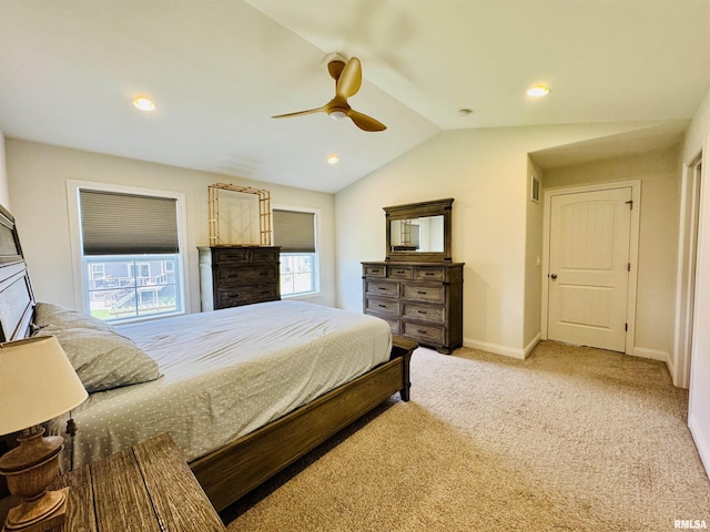 11401 N Joseph St, Dunlap, IL 61525 - bedroom featuring carpet, vaulted ceiling, ceiling fan, and recessed lighting