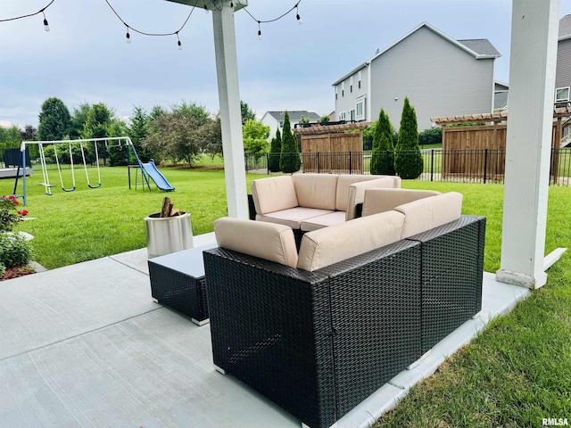 11401 N Joseph St, Dunlap, IL 61525 - view of patio featuring outdoor lounge area and a playground