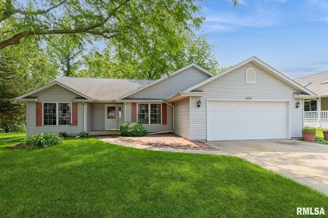1530 N Pine St, Davenport, IA 52804 - ranch-style house featuring a garage, driveway, a front lawn, and a shingled roof