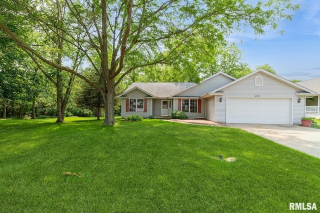 1530 N Pine St, Davenport, IA 52804 - ranch-style home with an attached garage, concrete driveway, a front lawn, and roof with shingles