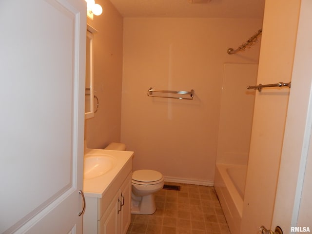 1115 W Locust St, Davenport, IA 52804 - bathroom featuring vanity, toilet, tile patterned floors, bathtub / shower combination, and baseboards