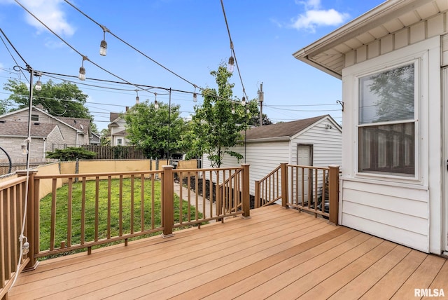 2723 Iowa St, Davenport, IA 52803 - wooden deck with an outdoor structure