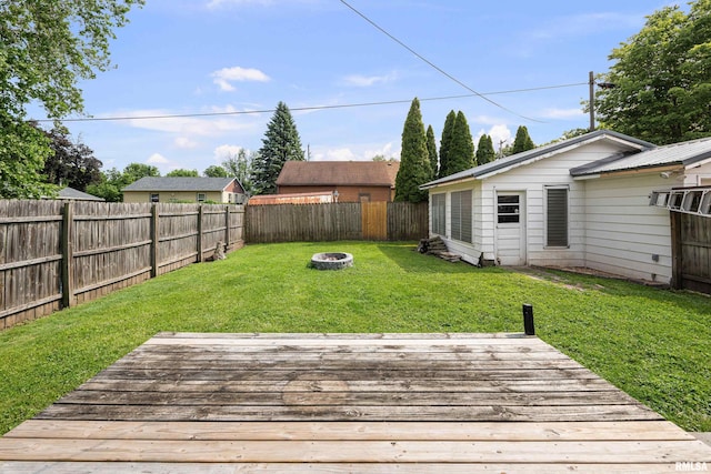 129 State St, Carbon Cliff, IL 61239 - deck featuring an outdoor fire pit