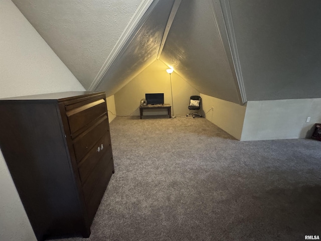 2139 10th St, East Moline, IL 61244 - bonus room featuring vaulted ceiling, carpet floors, and a textured ceiling