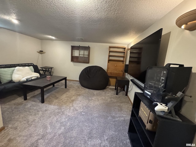 2139 10th St, East Moline, IL 61244 - living room featuring a textured ceiling and carpet floors