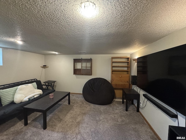 2139 10th St, East Moline, IL 61244 - living area with carpet floors and a textured ceiling