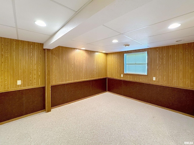 2347 W Lombard St, Davenport, IA 52804 - basement with carpet, wooden walls, and recessed lighting