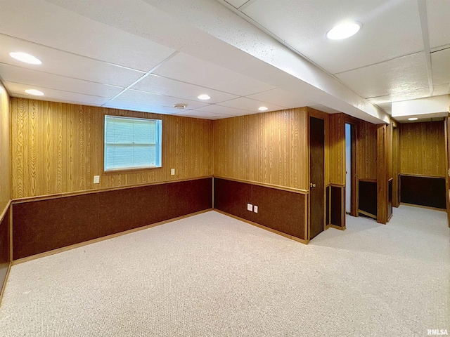 2347 W Lombard St, Davenport, IA 52804 - below grade area featuring carpet floors, recessed lighting, and wood walls