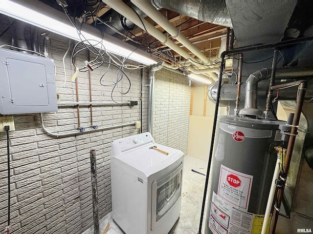 2347 W Lombard St, Davenport, IA 52804 - laundry room with washer / dryer, electric panel, and gas water heater
