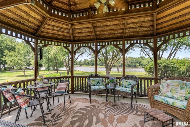 11 Shady Ln, Geneseo, IL 61254 - view of patio / terrace with a gazebo, a water view, and view of scattered trees