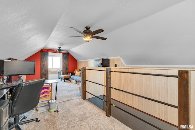 1519 W Columbia Ave, Davenport, IA 52804 - carpeted office featuring a ceiling fan and vaulted ceiling