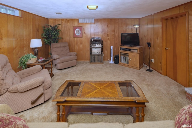 2737 28th Ave, Rock Island, IL 61201 - living room featuring carpet floors and wooden walls