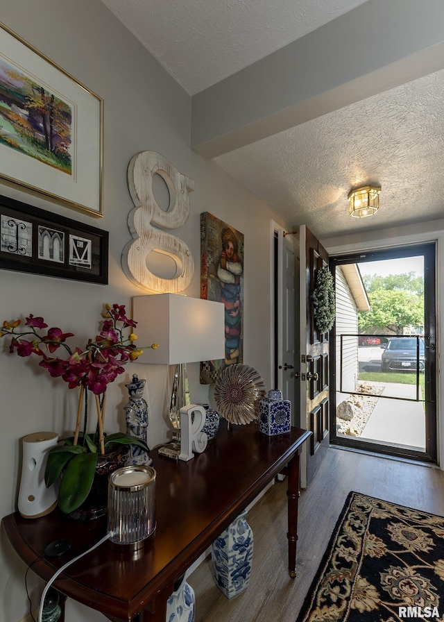 726 51st Ave Unit 20, East Moline, IL 61244 - foyer entrance featuring a textured ceiling and wood finished floors