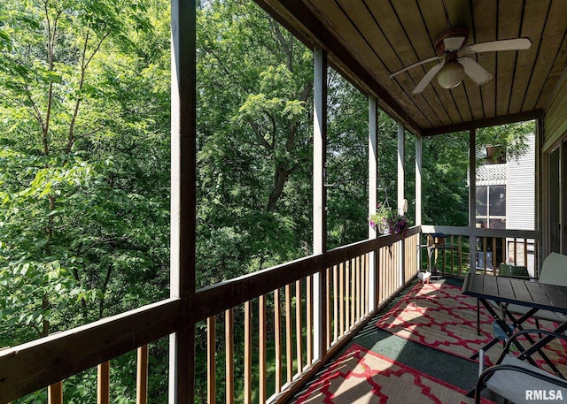 726 51st Ave Unit 20, East Moline, IL 61244 - deck with a ceiling fan and a wooded view