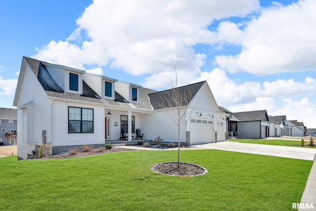 6997 Matthews Pass, Bettendorf, IA 52722 - modern farmhouse style home with covered porch, driveway, a garage, a front yard, and roof with shingles