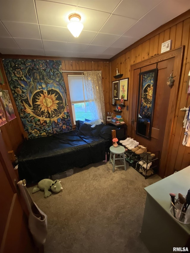 904 W Main St, Reynolds, IL 61279 - carpeted living area with wooden walls