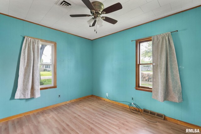 1323 113th Ave, Milan, IL 61264 - spare room featuring plenty of natural light, wood finished floors, ornamental molding, baseboards, and ceiling fan
