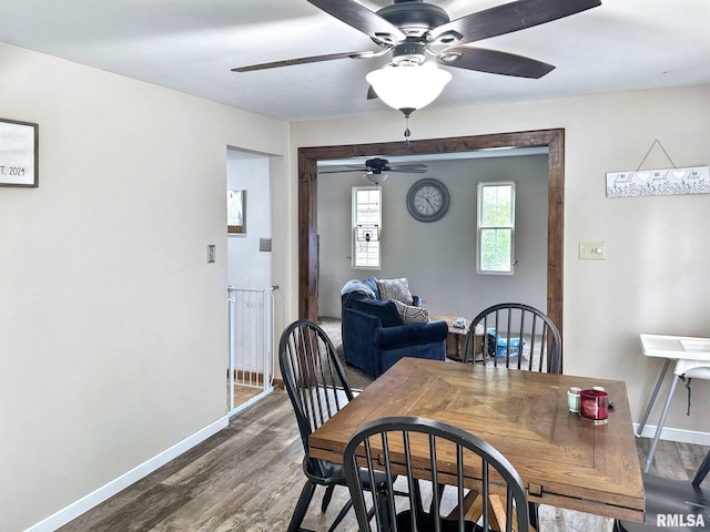 52 Chickasaw St, Mcclure, IL 62957 - dining space featuring ceiling fan and wood finished floors
