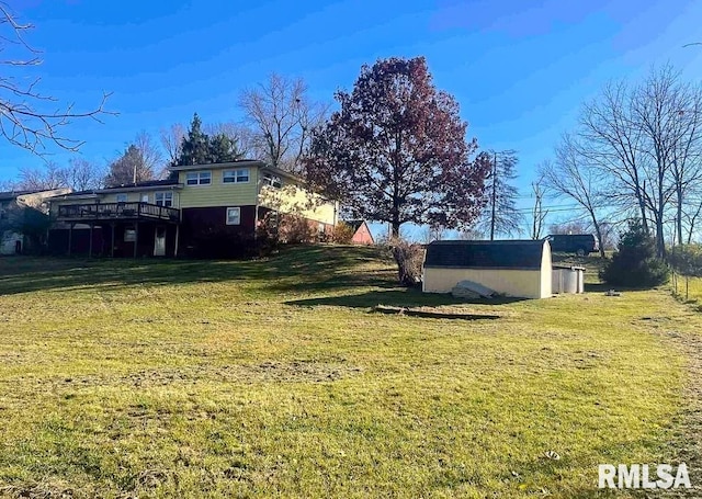 1436 Main Ave, Clinton, IA 52732 - view of grassy yard featuring a wooden deck