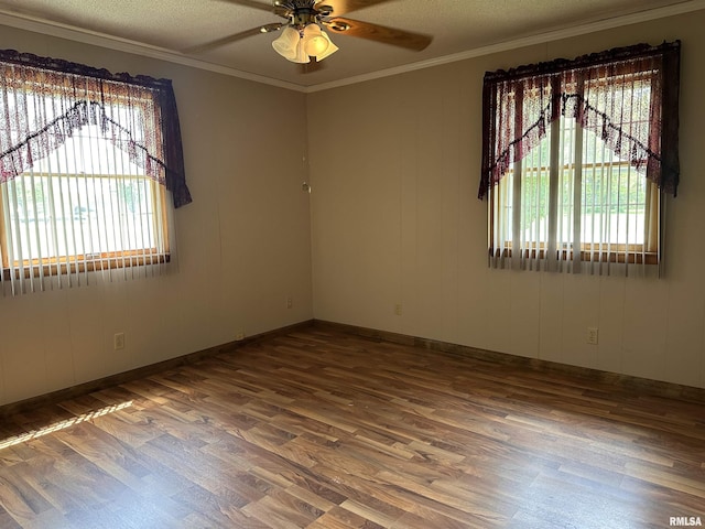 690 Railroad St, Tamms, IL 62988 - spare room with plenty of natural light, wood finished floors, ceiling fan, baseboards, and ornamental molding