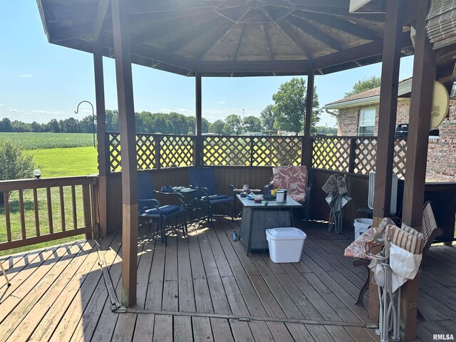 690 Railroad St, Tamms, IL 62988 - deck with an outdoor hangout area, a gazebo, and a view of rural / pastoral area