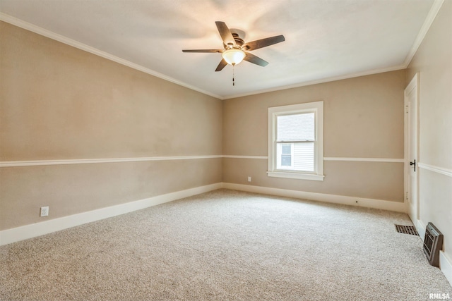 2037 18th St Unit B, Moline, IL 61265 - carpeted spare room featuring ceiling fan, baseboards, and crown molding