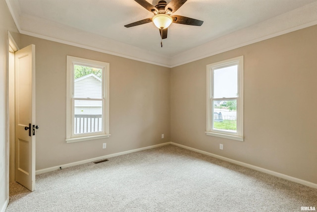 2037 18th St Unit B, Moline, IL 61265 - carpeted spare room featuring baseboards, ceiling fan, and ornamental molding