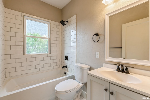 2037 18th St Unit B, Moline, IL 61265 - full bathroom featuring a textured wall, toilet, bathing tub / shower combination, and vanity