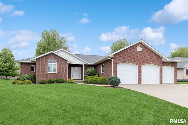 308 N 9th Ave N, Fulton, IL 61252 - single story home featuring an attached garage, brick siding, a front lawn, driveway, and roof with shingles