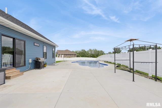 18101 271st St, Long Grove, IA 52756 - view of pool featuring area for grilling, a fenced backyard, and a patio area