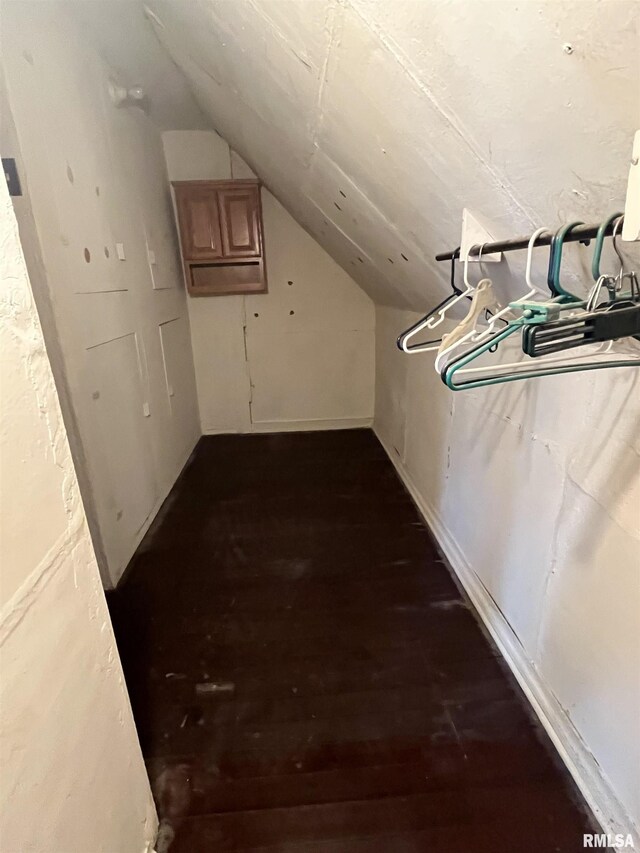 1109 S Michigan St, Davenport, IA 52802 - spacious closet featuring lofted ceiling and dark wood-style floors