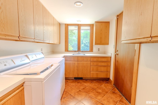 7 Sharon Ln, Fulton, IL 61252 - washroom with separate washer and dryer, cabinet space, and light tile patterned flooring