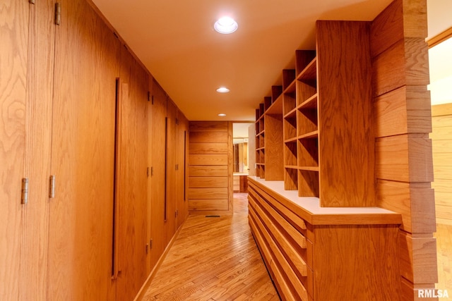 7 Sharon Ln, Fulton, IL 61252 - hall featuring light wood finished floors, recessed lighting, and wooden walls