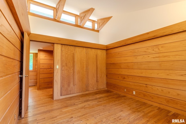 7 Sharon Ln, Fulton, IL 61252 - spare room with light wood-style flooring, wooden walls, and plenty of natural light